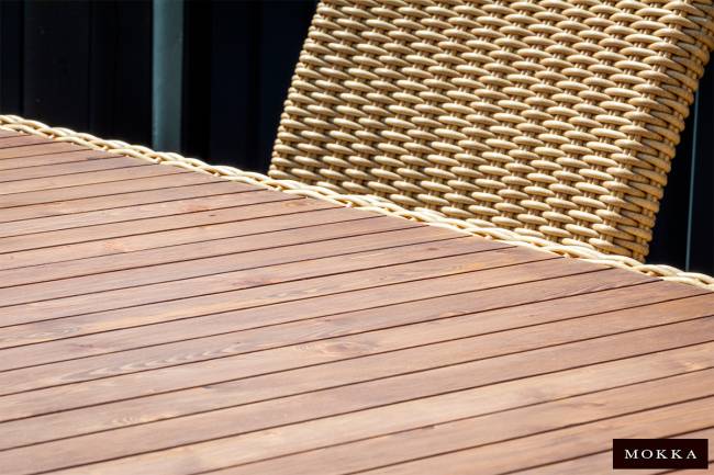 MOKKA BELLA стол прямоугольный с деревянной столешницей, соломенный