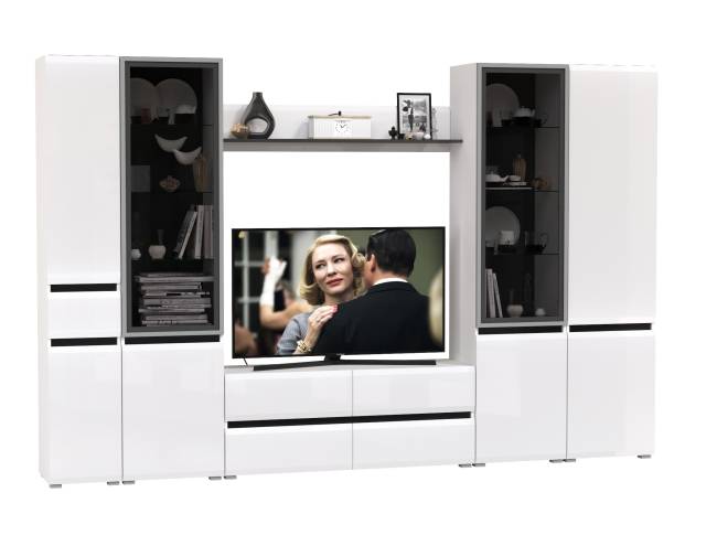 Гостиная Сидней № 58 цвет белый/чёрный/МДФ белый глянец