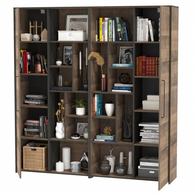 Два шкафа-стеллажа для гостиной Трувор цвет дуб гранж песочный/интра Два шкафа-стеллажа для гостиной Трувор цвет дуб гранж песочный/интра