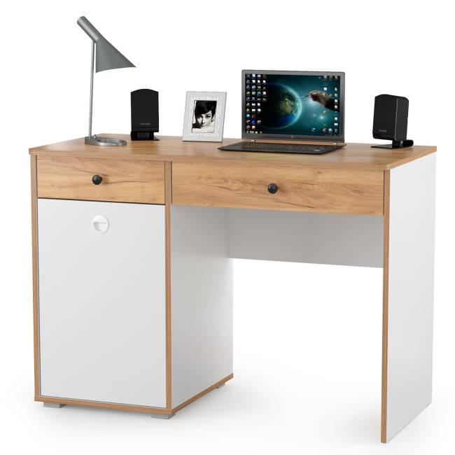 Детская мебельная стенка для двоих детей Вуди цвет белый премиум/дуб крафт золотой