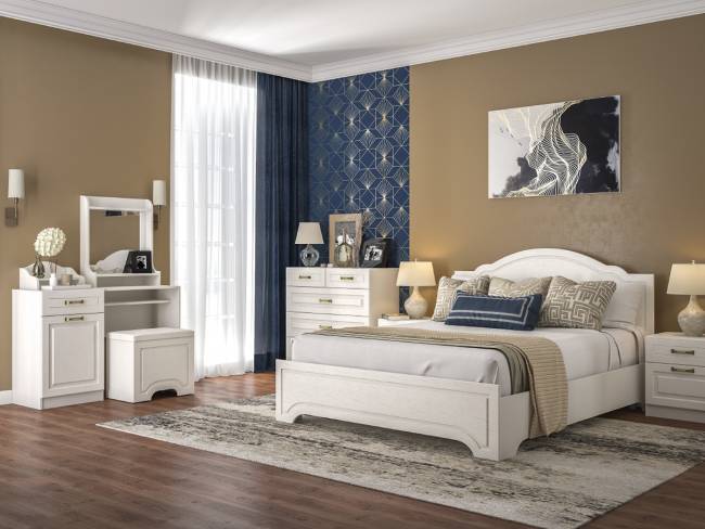 Кровать Ливерпуль 1600 с основанием цвет ясень ваниль/белый