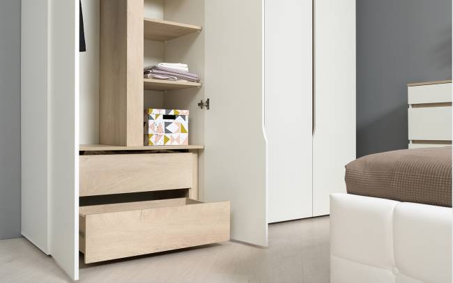 Мебель для спальни Муссон № 15 кровать на 1600 цвет белый/дуб эндгрейн элегантный, ортопед Мебель для спальни Муссон № 15 кровать на 1600 цвет белый/дуб эндгрейн элегантный, ортопед