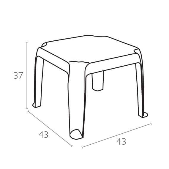Столик для шезлонга пластиковый Zambak белый 430х430х370 мм Столик для шезлонга пластиковый Zambak белый 430х430х370 мм