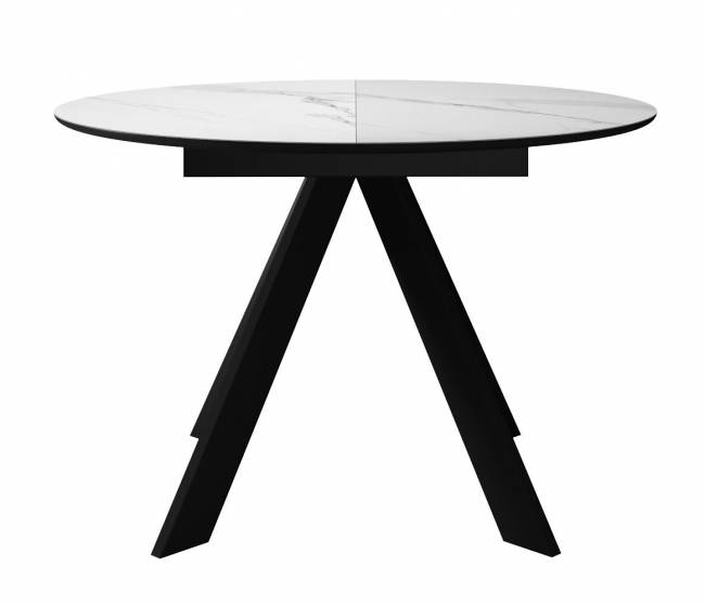 Стол DikLine SKC110 d1100 Керамика Белый мрамор/подстолье черное/опоры черные Стол DikLine SKC110 d1100 Керамика Белый мрамор/подстолье черное/опоры черные