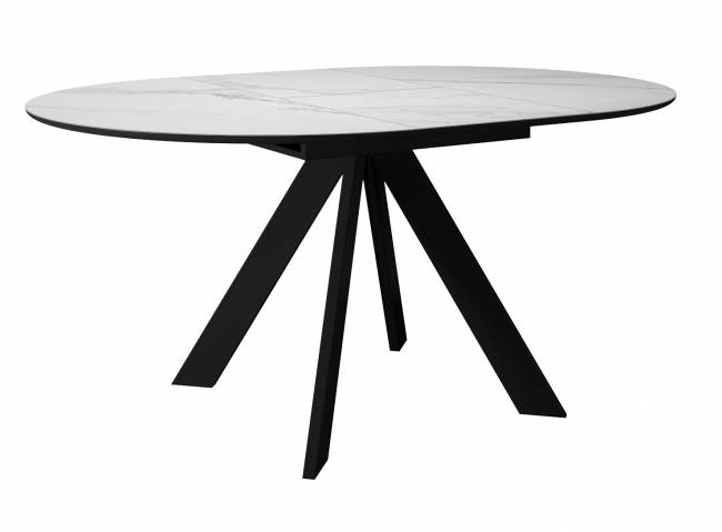 Стол DikLine SKC110 d1100 Керамика Белый мрамор/подстолье черное/опоры черные Стол DikLine SKC110 d1100 Керамика Белый мрамор/подстолье черное/опоры черные