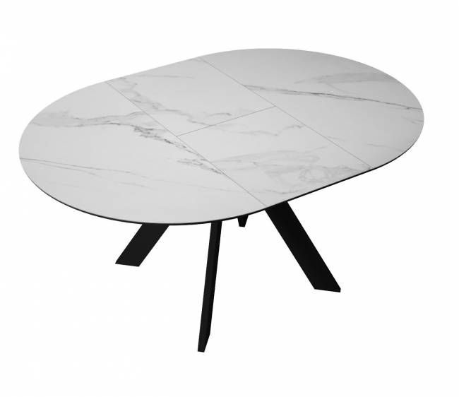 Стол DikLine SKC110 d1100 Керамика Белый мрамор/подстолье черное/опоры черные Стол DikLine SKC110 d1100 Керамика Белый мрамор/подстолье черное/опоры черные