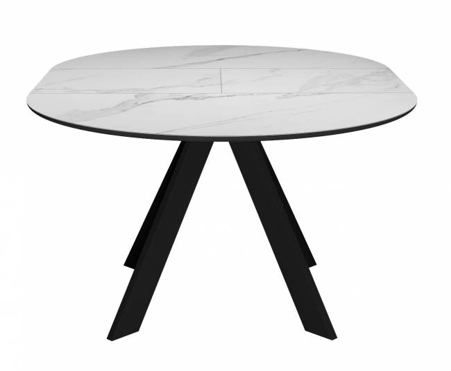 Стол DikLine SKC110 d1100 Керамика Белый мрамор/подстолье черное/опоры черные Стол DikLine SKC110 d1100 Керамика Белый мрамор/подстолье черное/опоры черные