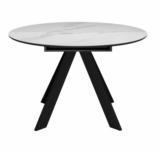 Стол DikLine SKC110 d1100 Керамика Белый мрамор/подстолье черное/опоры черные Стол DikLine SKC110 d1100 Керамика Белый мрамор/подстолье черное/опоры черные