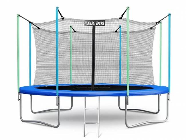 Батут "Atlas Sport 374 см (12 ft)", с внутренней сеткой и лестницей BLUE