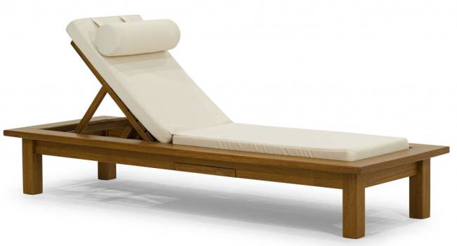 Шезлонг-лежак деревянный с матрасом Roova 2170х770х340 мм