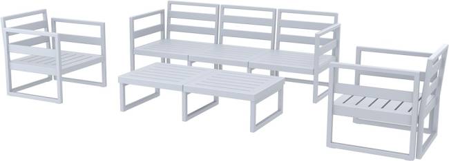 Комплект пластиковой мебели Mykonos XL серебристый, черный Комплект пластиковой мебели Mykonos XL серебристый, черный