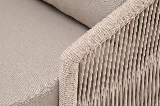 "Верона" лаунж-зона 5-местная плетеная из роупа (веревки), каркас алюминиевый белый, роуп бежевый