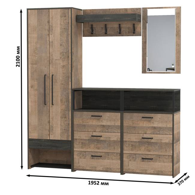 Большая прихожая Трувор № 210 цвет дуб гранж песочный/интра Большая прихожая Трувор № 210 цвет дуб гранж песочный/интра