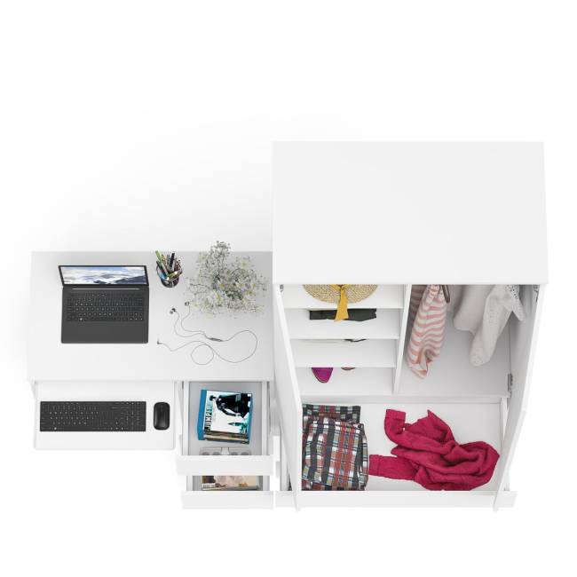 Компьютерный стол с ящиками правый и шкаф-комод МШ900.1 Мори цвет белый Компьютерный стол с ящиками правый и шкаф-комод МШ900.1 Мори цвет белый