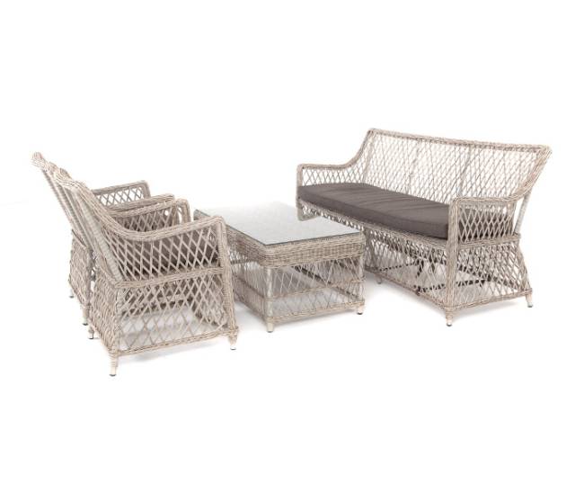 "Асти" лаунж-зона из искусственного ротанга на 4 персоны, цвет бежевый