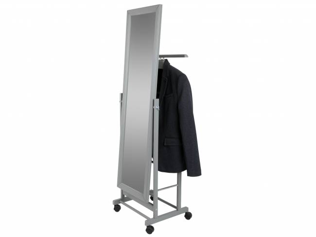 Вешалка костюмная с зеркалом на колесах В 24Н серый