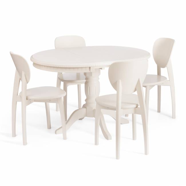 Стол STEFANO круглый бук, мдф, D90+30x77см, Ivory white Стол STEFANO круглый бук, мдф, D90+30x77см, Ivory white