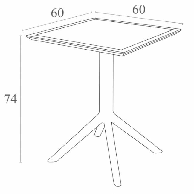 Стол пластиковый складной Sky Folding Table 60 темно-серый 600х600х740 мм Стол пластиковый складной Sky Folding Table 60 темно-серый 600х600х740 мм