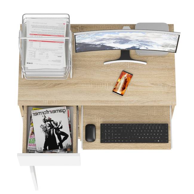 Стол компьютерный Мори МС-1 левый цвет дуб сонома/белый