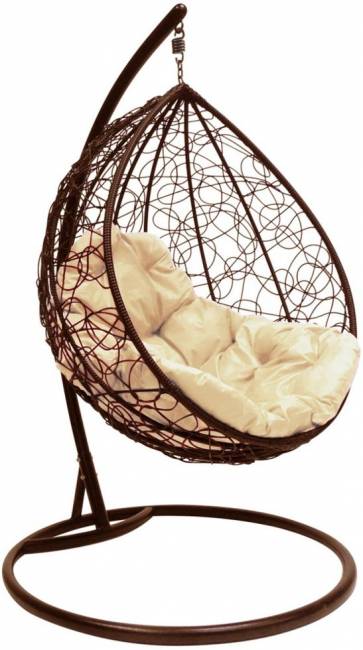 Подвесное кресло кокон «капля ротанг» коричневый Подвесное кресло кокон «капля ротанг» коричневый