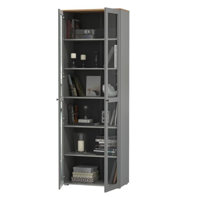 Шкаф-витрина 2-х дверный Остин 16.394.02 цвет серый графит/дуб крафт золотой Шкаф-витрина 2-х дверный Остин 16.394.02 цвет серый графит/дуб крафт золотой