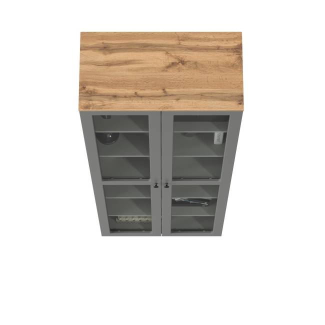 Шкаф-витрина 2-х дверный Остин 16.394.02 цвет серый графит/дуб крафт золотой Шкаф-витрина 2-х дверный Остин 16.394.02 цвет серый графит/дуб крафт золотой