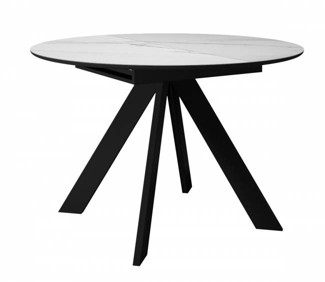 Стол DikLine SKC90 d900 Керамика Белый мрамор/подстолье черное/опоры черные Стол DikLine SKC90 d900 Керамика Белый мрамор/подстолье черное/опоры черные