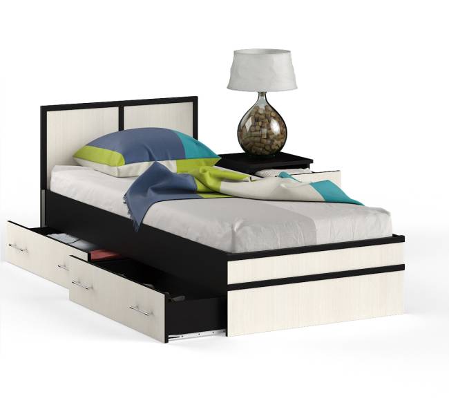 Кровать с ящиками 900 с тумбой Сакура цвет венге/дуб лоредо Кровать с ящиками 900 с тумбой Сакура цвет венге/дуб лоредо