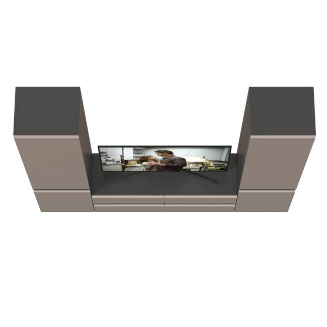 Два шкафа с полками внутри и тумба под ТВ Сидней цвет антрацит/МДФ веллюто капучино Два шкафа с полками внутри и тумба под ТВ Сидней цвет антрацит/МДФ веллюто капучино