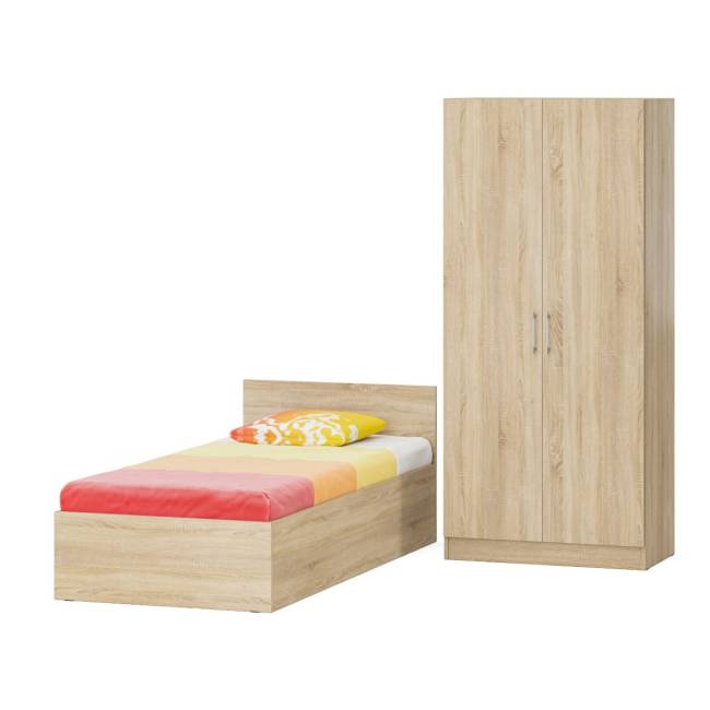 Кровать односпальная 900 со шкафом для одежды 2-х створчатым Стандарт цвет дуб сонома Кровать односпальная 900 со шкафом для одежды 2-х створчатым Стандарт цвет дуб сонома