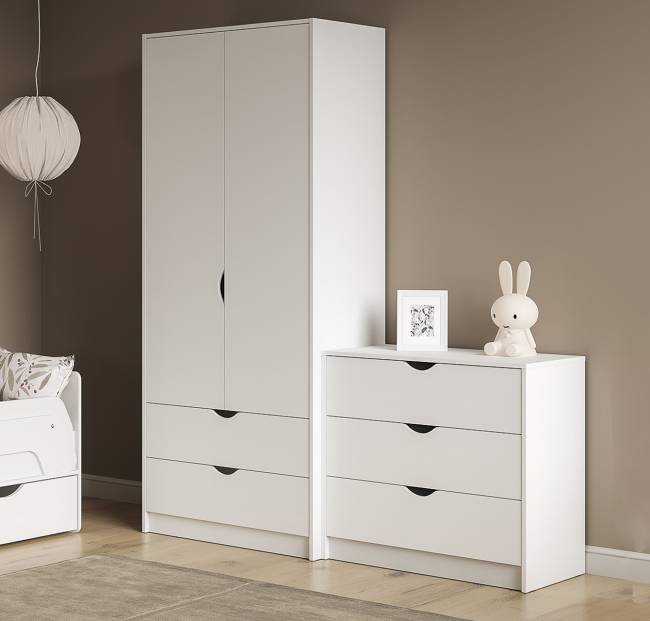 Детский шкаф для одежды с комодом Уна цвет белый Детский шкаф для одежды с комодом Уна цвет белый