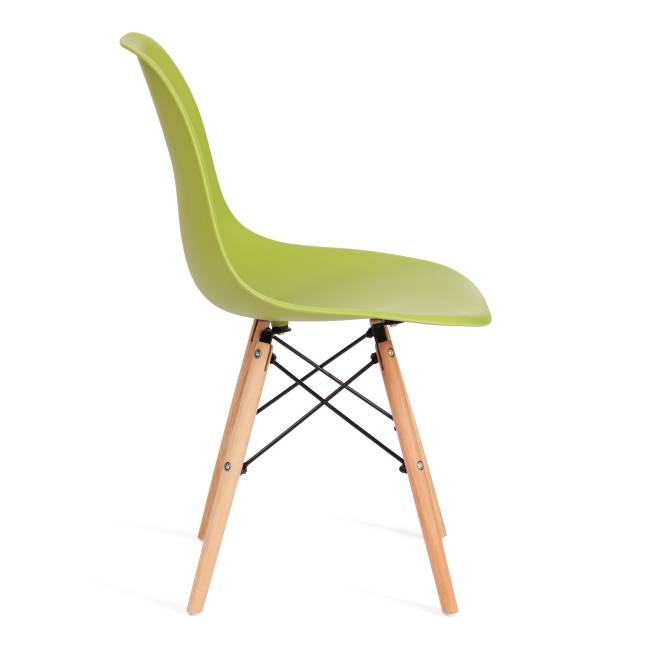 Стул CINDY (EAMES) (mod. 001) дерево бук/металл/сиденье пластик, 51x46x82см, оливковый 66012 (Комплект из 4 шт.) оливковый 66012 дерево бук/металл/сиденье пластик