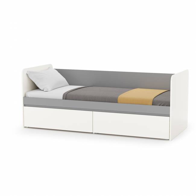 Мебель детская Торонто компоновка № 26 цвет белый шагрень/стальной серый