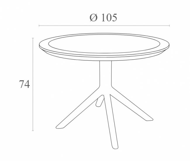 Стол пластиковый Sky Table Ø105 оливковый 1050х740 мм