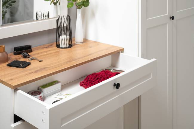 Мебельная стенка для прихожей Остин № 61 цвет белый шагрень/дуб крафт золотой Мебельная стенка для прихожей Остин № 61 цвет белый шагрень/дуб крафт золотой