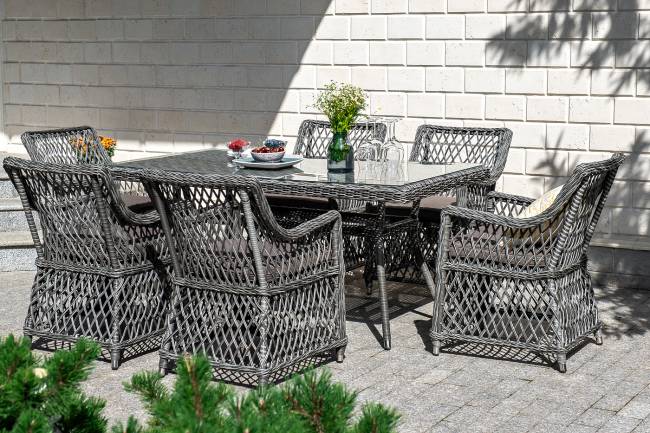 "Латте" обеденная группа плетеная, цвет графит "Латте" обеденная группа плетеная, цвет графит