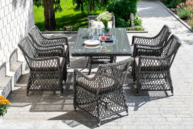 "Латте" обеденная группа плетеная, цвет графит "Латте" обеденная группа плетеная, цвет графит