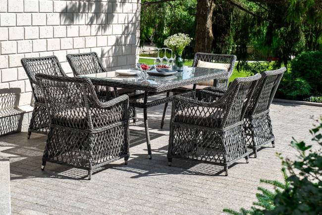 "Латте" обеденная группа плетеная, цвет графит "Латте" обеденная группа плетеная, цвет графит