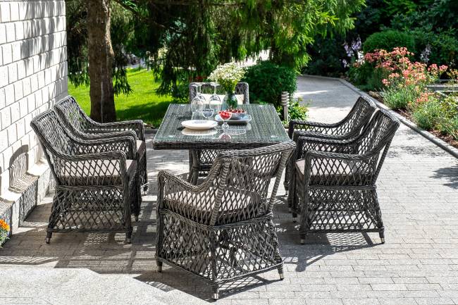 "Латте" обеденная группа плетеная, цвет графит "Латте" обеденная группа плетеная, цвет графит