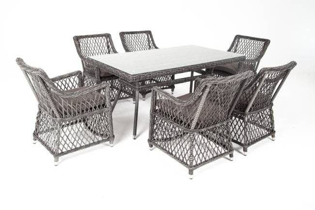 "Латте" обеденная группа плетеная, цвет графит "Латте" обеденная группа плетеная, цвет графит