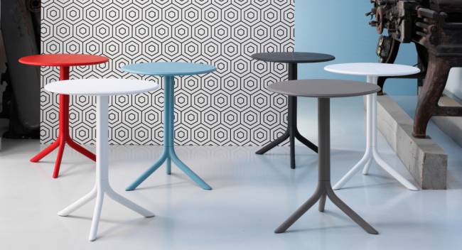 Стол пластиковый обеденный Spritz + Spritz Mini красный Ø605х400-765 мм