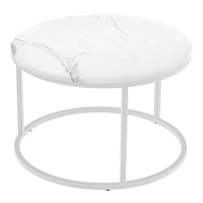 Набор кофейных столиков Tango белый мрамор с белыми ножками, 2шт Набор кофейных столиков Tango белый мрамор с белыми ножками, 2шт