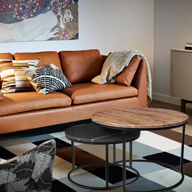 Набор кофейных столиков Tango белый мрамор с белыми ножками, 2шт Набор кофейных столиков Tango белый мрамор с белыми ножками, 2шт