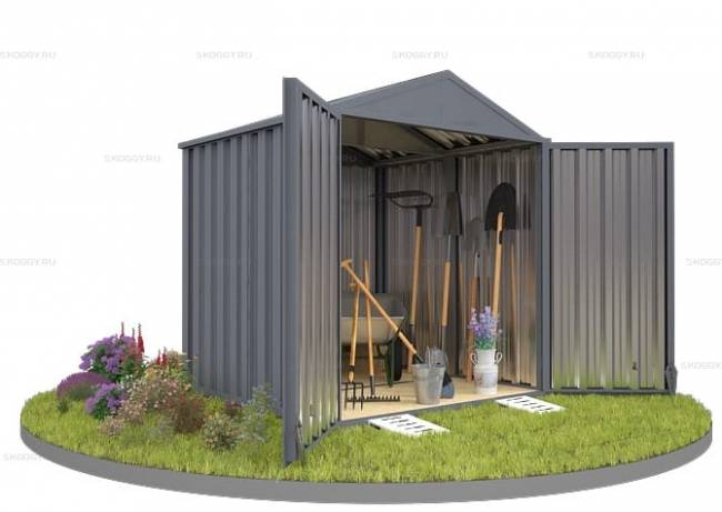 Хозблок SKOGGY секционный с двускатной крышей 2 х 2 м, брутальный серый
