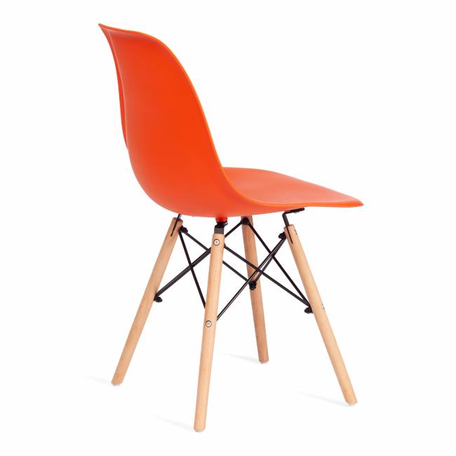 Стул CINDY (EAMES) (mod. 001) дерево бук/металл/сиденье пластик, 51x46x82см, оранжевый/orange (Комплект из 4 шт.) оранжевый/orange дерево бук/металл/сиденье пластик