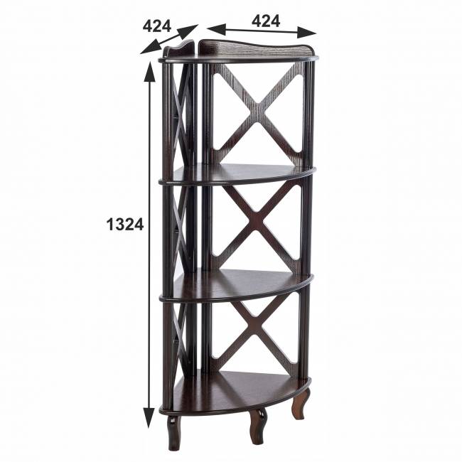 Этажерка-стеллаж угловая Джульетта-3 орех Этажерка-стеллаж угловая Джульетта-3 орех