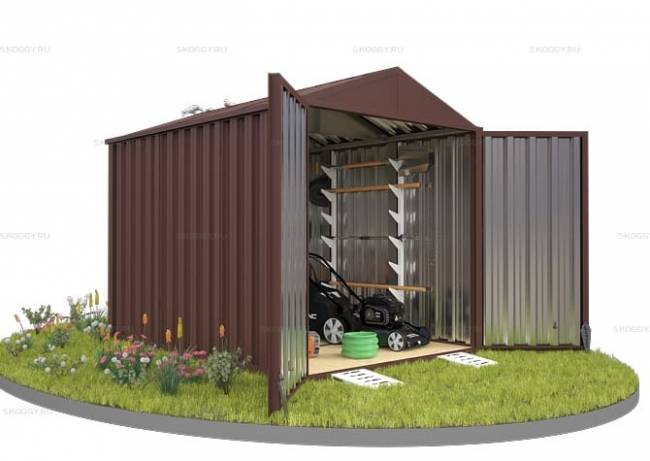 Хозблок SKOGGY секционный с двускатной крышей 3 х 2 м, шоколадный