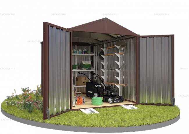 Хозблок SKOGGY секционный с двускатной крышей 3 х 2 м, шоколадный