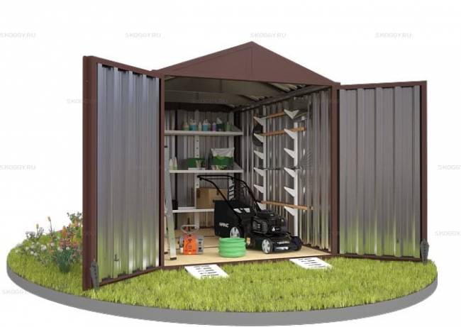 Хозблок SKOGGY секционный с двускатной крышей 3 х 2 м, шоколадный