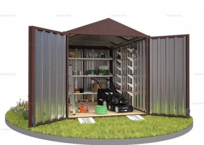 Хозблок SKOGGY секционный с двускатной крышей 3 х 2 м, шоколадный